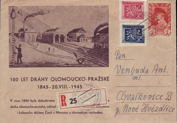 Illustrated registered commemorative cover dated 18 August 1945 