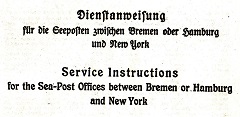 Update: Dienstanweisung fur die Seeposten zwischen Bremen oder Hamburg und New York