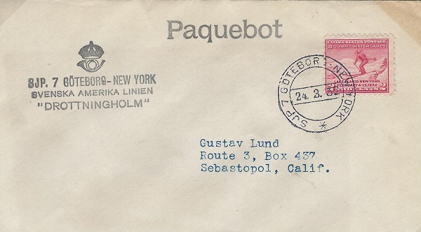 Cover with  Paquebot cancel