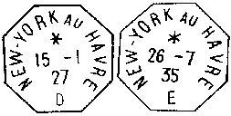 LIGNE DU HAVRE date stamps 1908-1912 period and 1919-1939