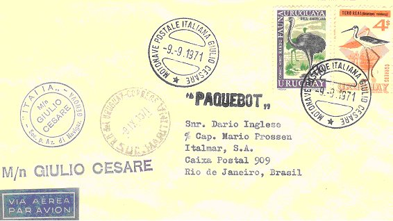 Paquebot type 4003 on cover