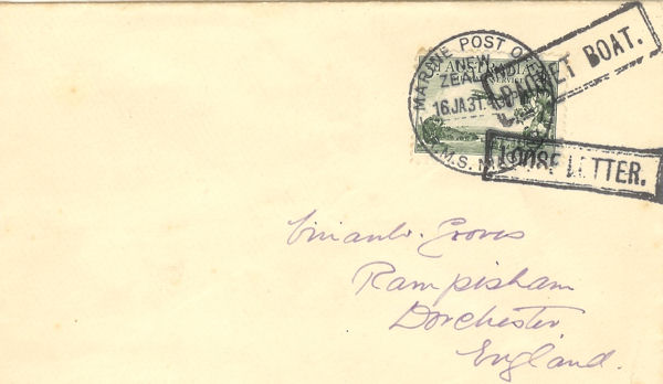 Boxed PACKET BOAT and LOOSE LETTER cancels on cover