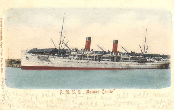 Picture postcard of Union castle Line 'RMS Walmer Castle' 
