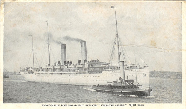 Picture postcard of Union castle Line 'RMS Kinfaus Castle' 