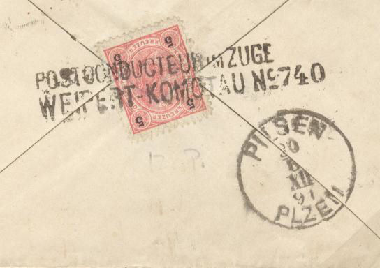Fig. 12: mailguard postmark POSTCONDUCTEUR IM ZUGE/ WEIPERT - KOMOTAU No. 740 
