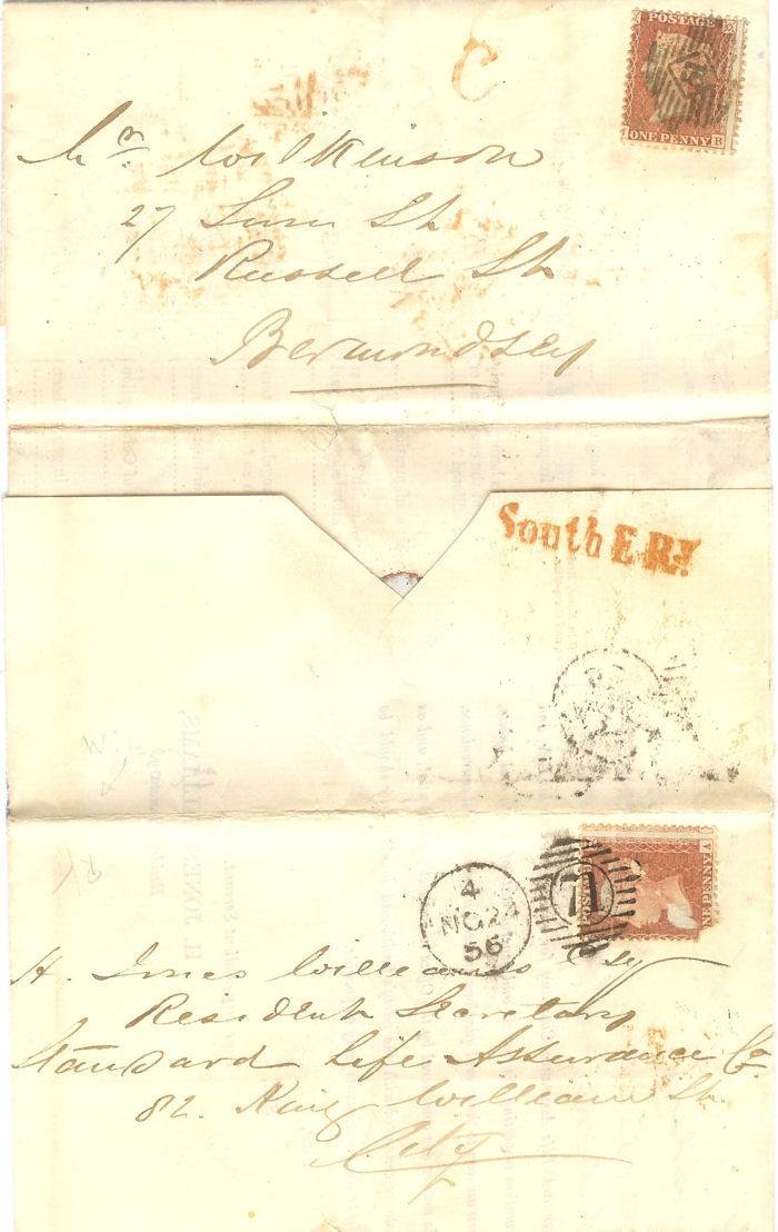 Superb twice-used GB cover with mail guard mark