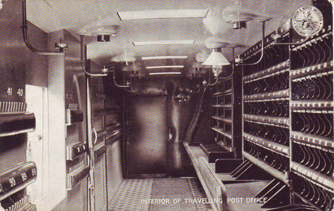 Early GB TPO rail wagon interior